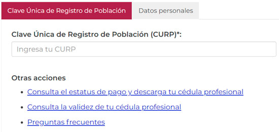 Cédula profesional consulta por curp